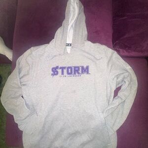 Adidas Gray Hoodie with Purple Logo